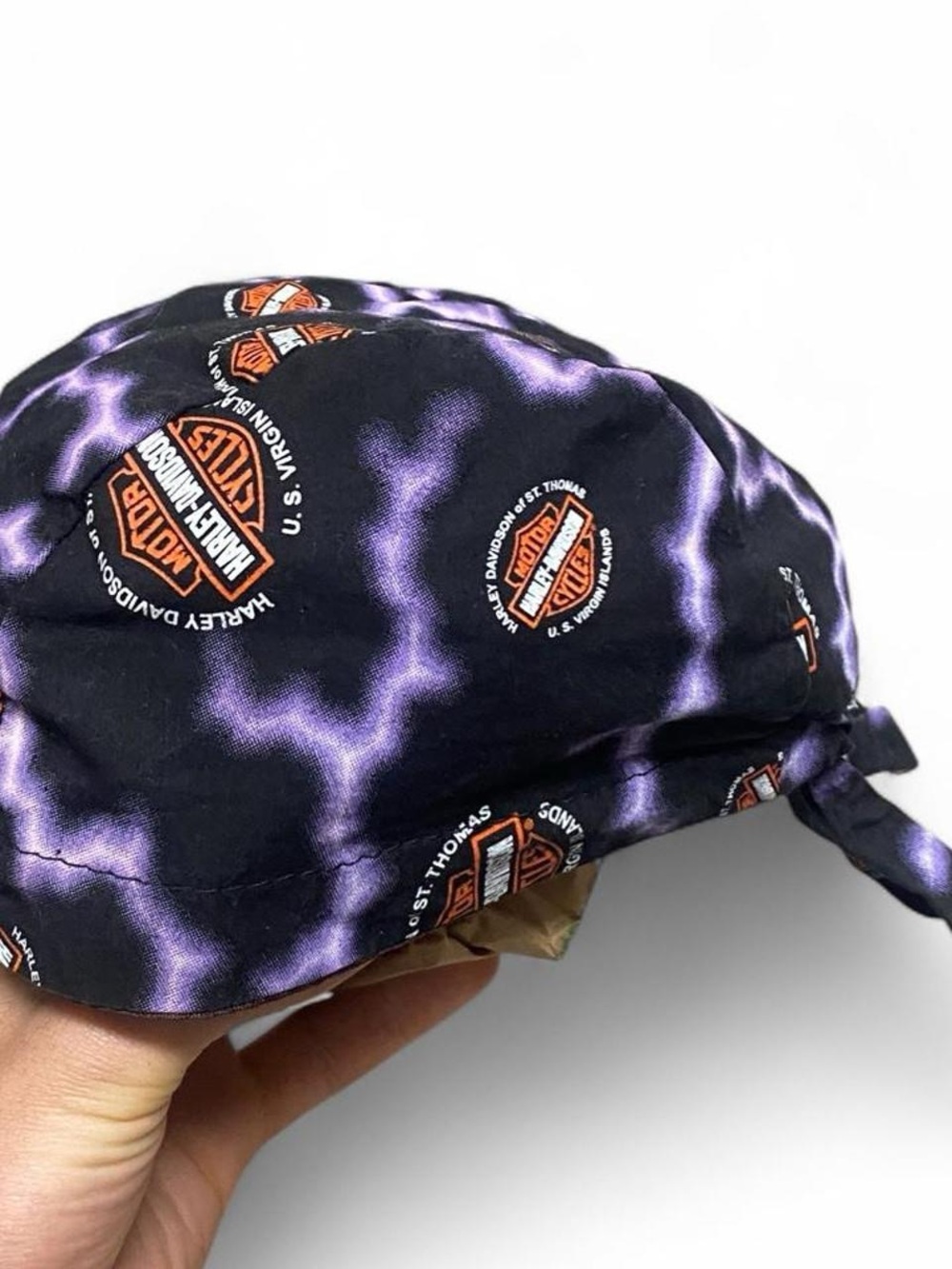 Vintage Harley Davidson all over print black and purple lighting bandana